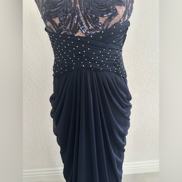 Adrianna Papell Navy Off Shoulder Maxi Dress - Picture 8 of 12